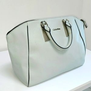 Calvin Klein Light Gray Leather Tote, Like New!